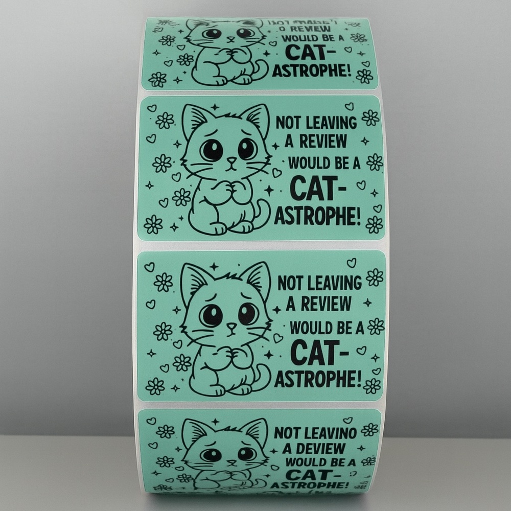 Cat Review Stickers – Cute Not Leaving a Review Would Be a Catastrophe Labels - Picture 6 of 11